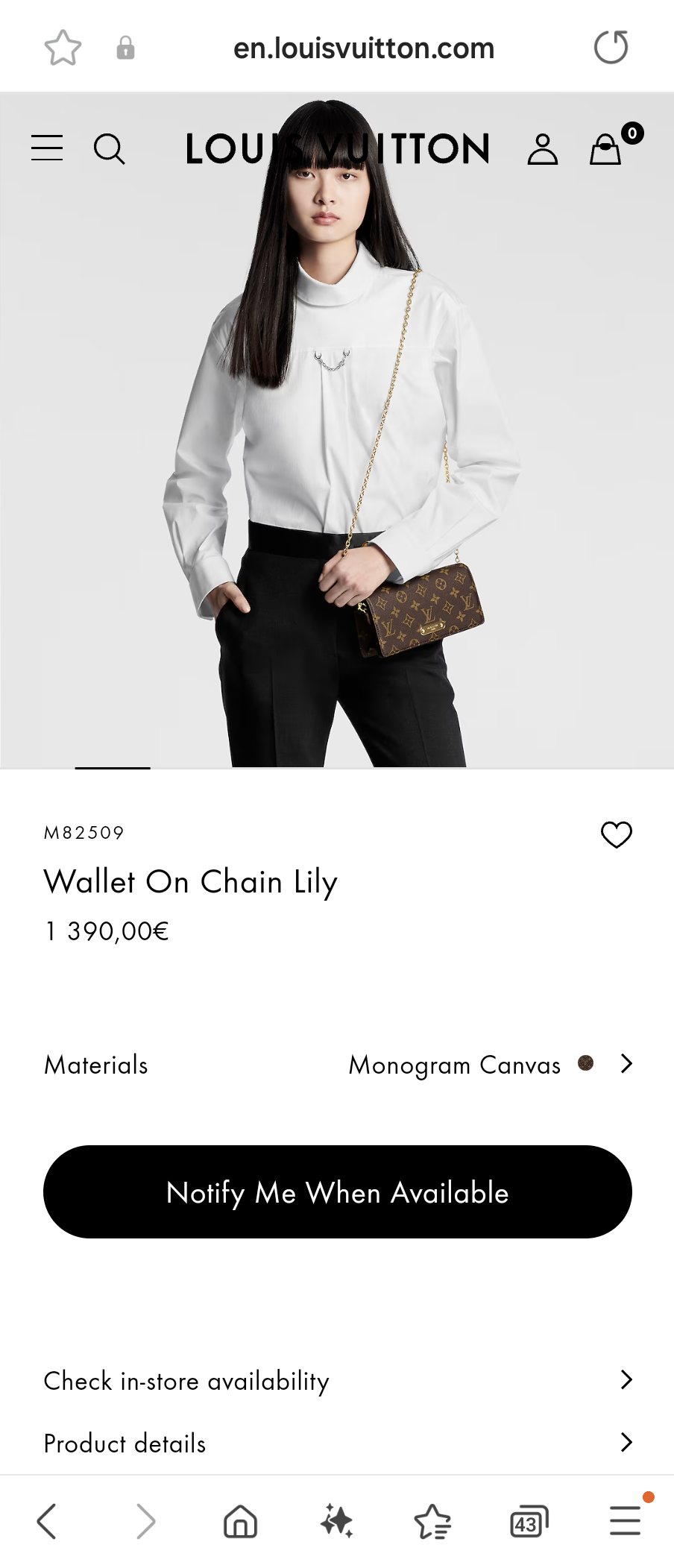 Louis Vuitton M82509 Wallet On Chain Lily