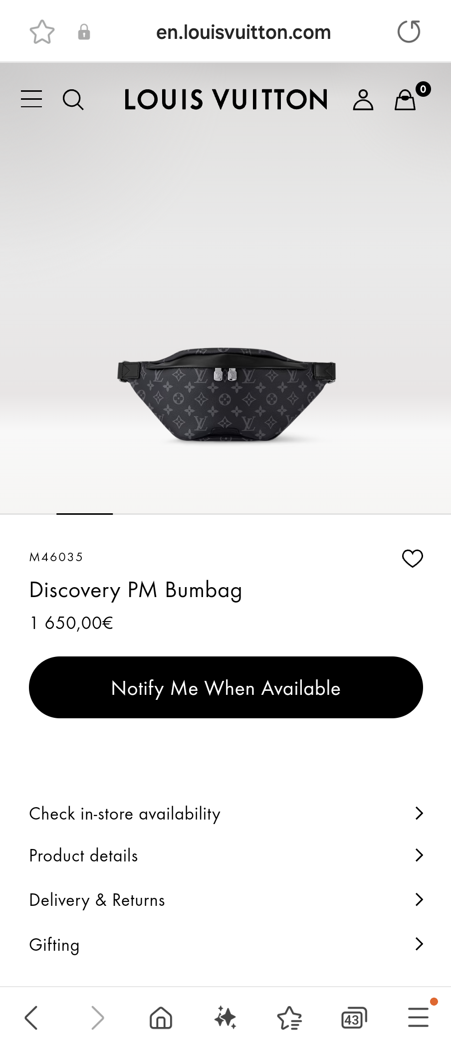 Louis Vuitton M46035 Discovery PM Bumbag