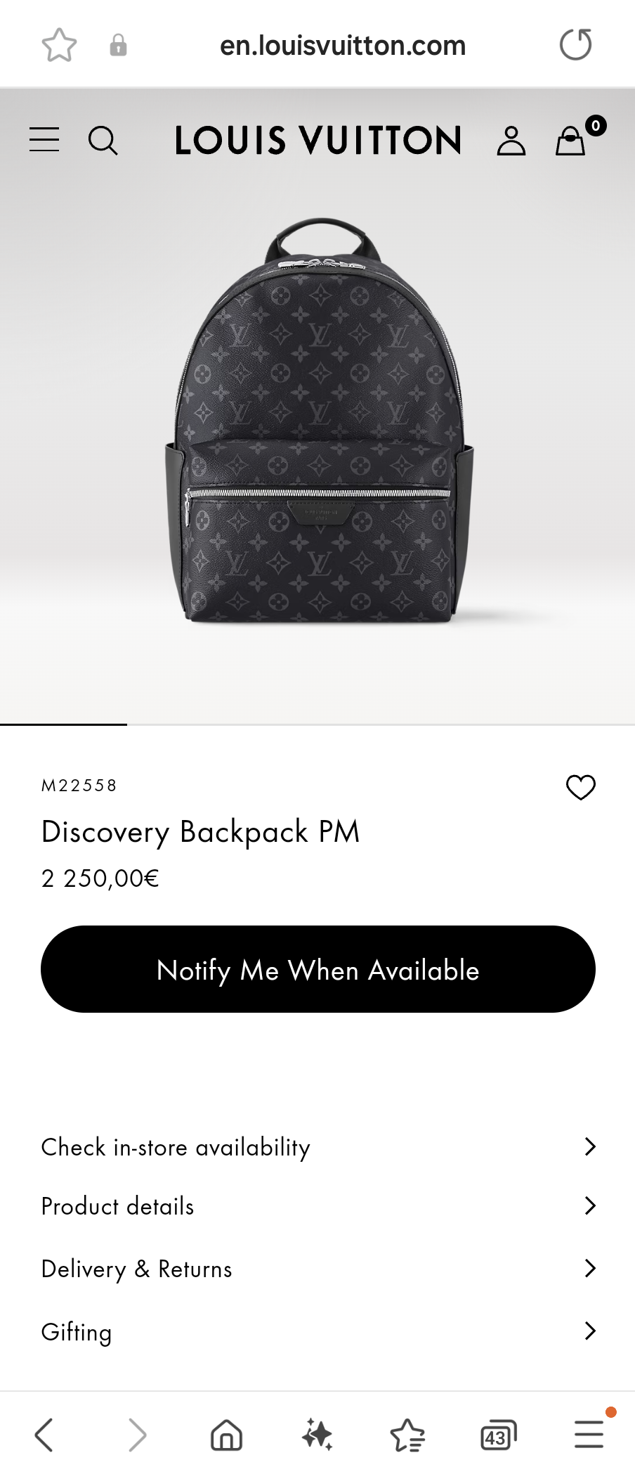 Louis Vuitton M22558 Discovery Backpack PM