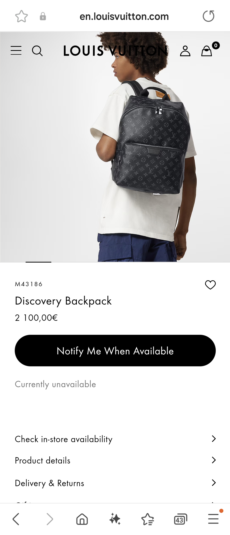 Louis Vuitton M43186Discovery Backpack
