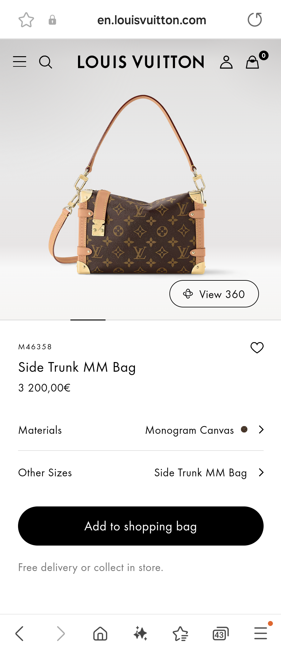 Louis Vuitton M46358 Side Trunk MM Bag