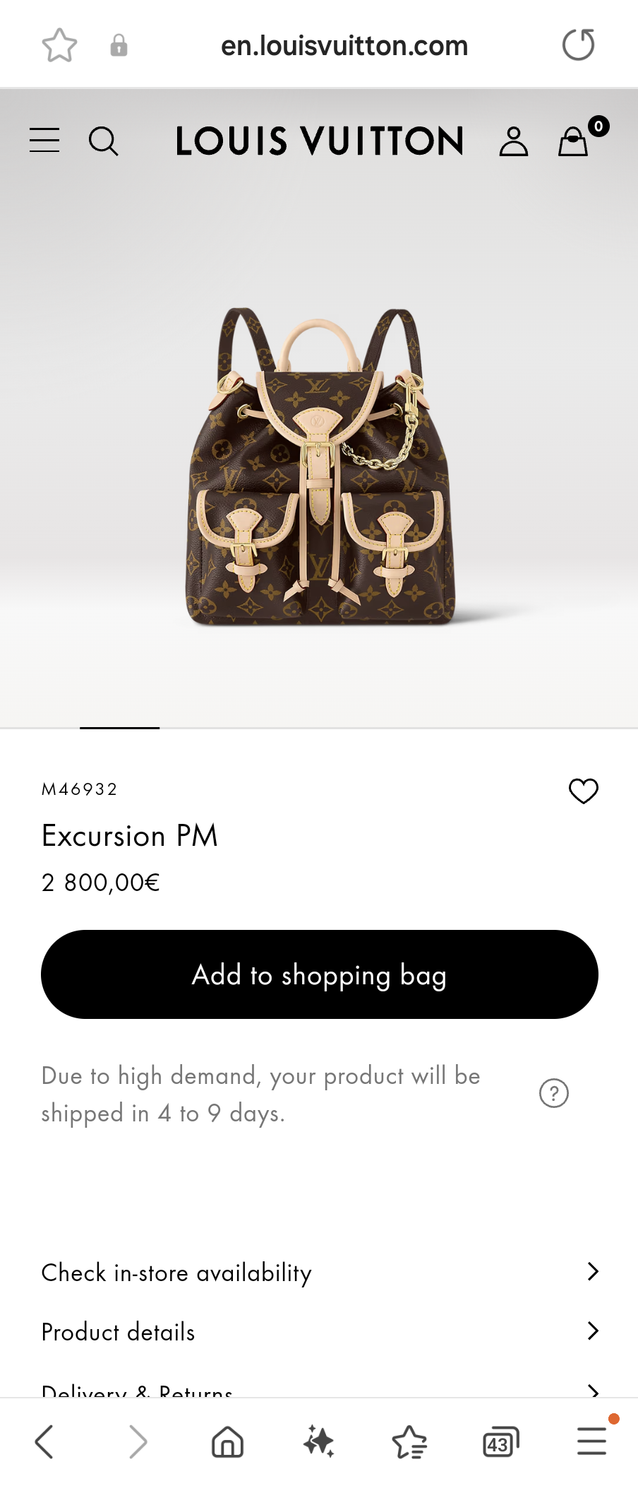 Louis Vuitton M46932 Excursion PM