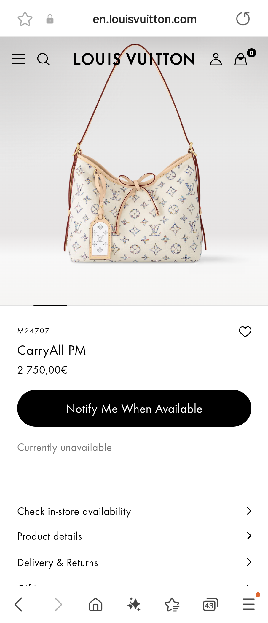 Louis Vuitton M24707CarryAll PM