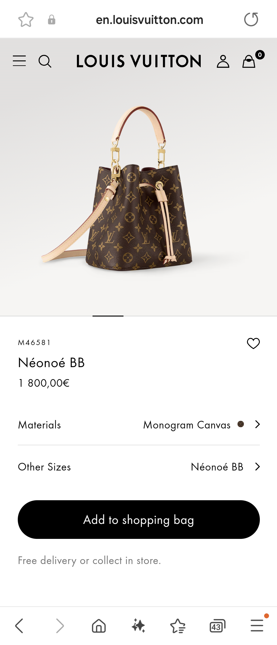 Louis Vuitton M46581 Néonoé BB