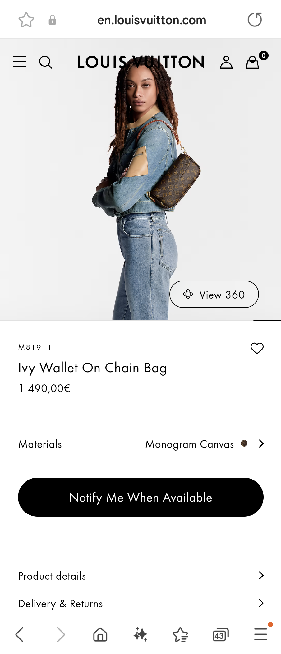 Louis Vuitton M81911 Ivy Wallet On Chain Bag