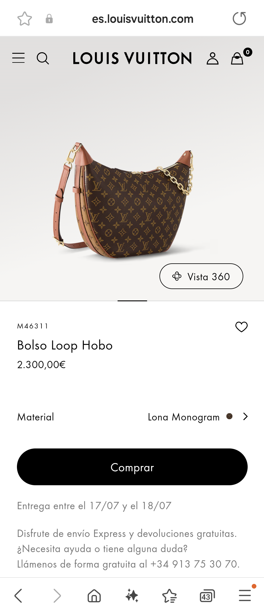 Louis Vuitton M46311 Bolso Loop Hobo