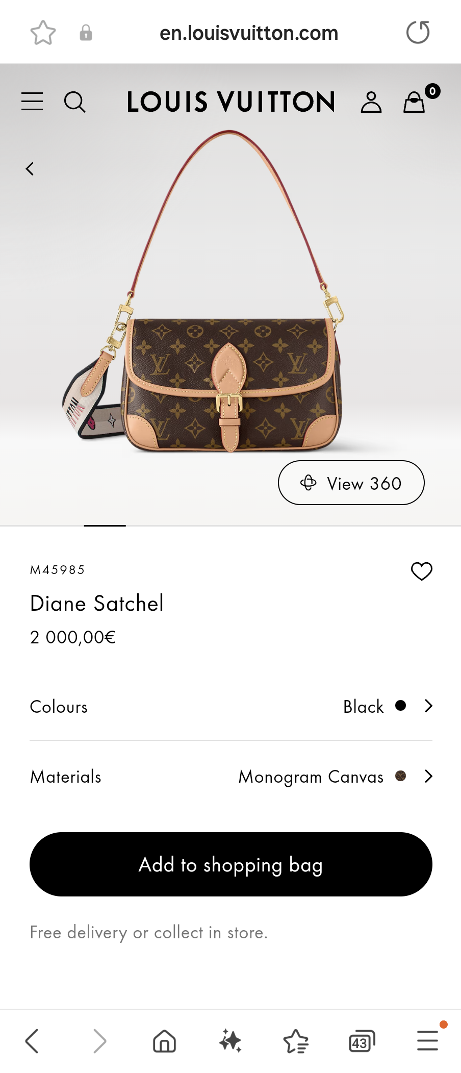 Louis Vuitton M45985Diane Satchel
