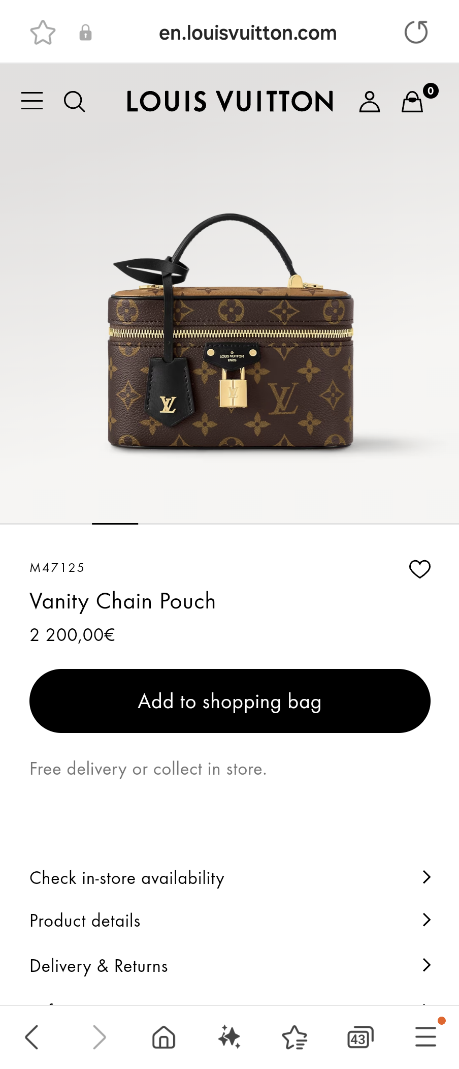 Louis Vuitton M47125 Vanity Chain Pouch