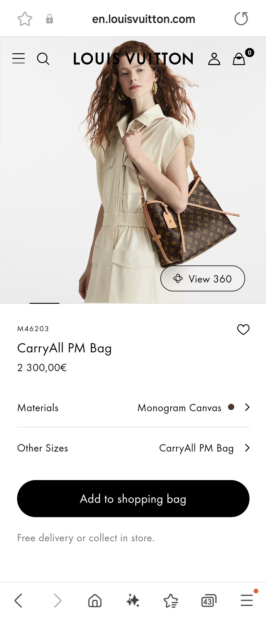 Louis Vuitton M46203 CarryAll PM Bag