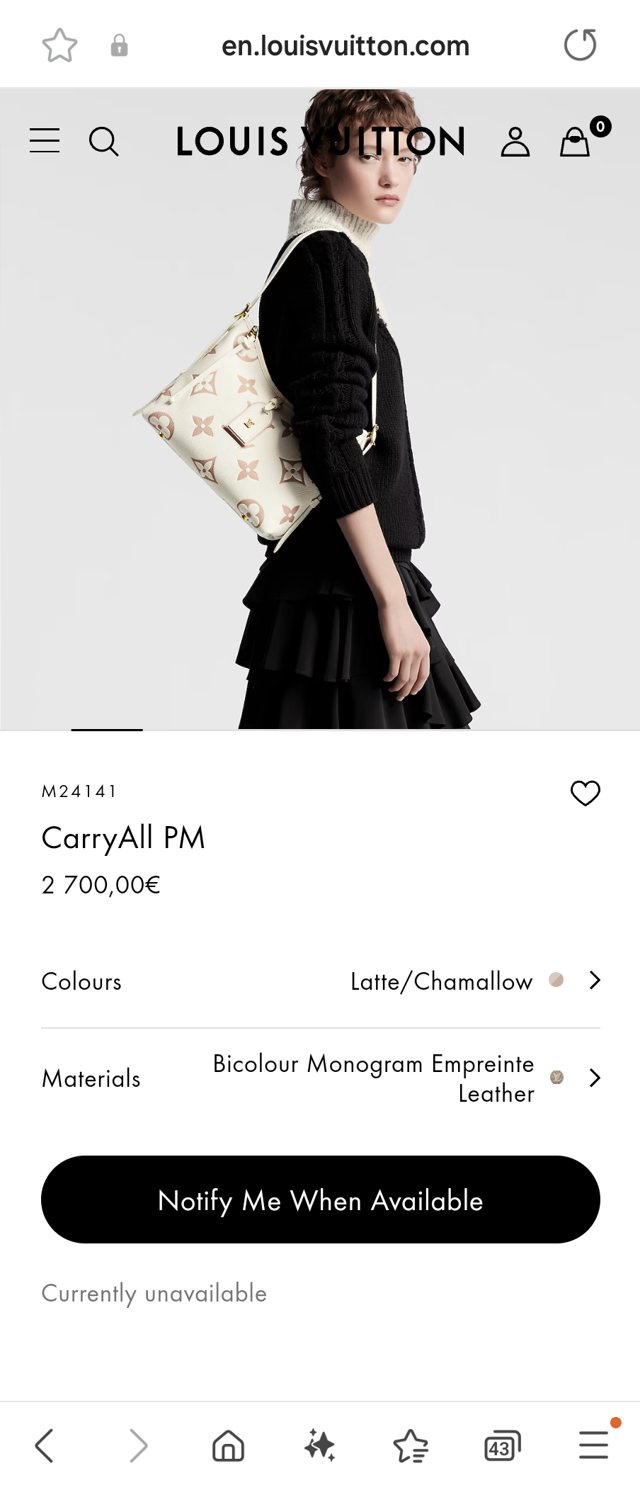 Louis Vuitton M24141 CarryAll PM