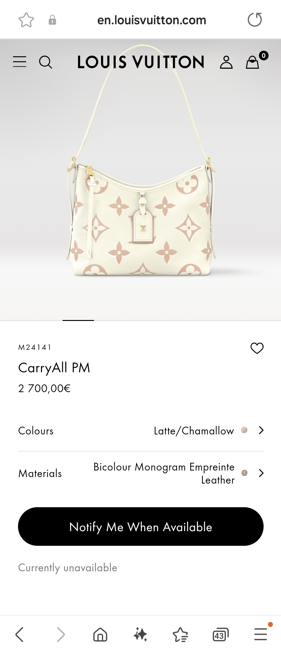 Louis Vuitton M24141 CarryAll PM