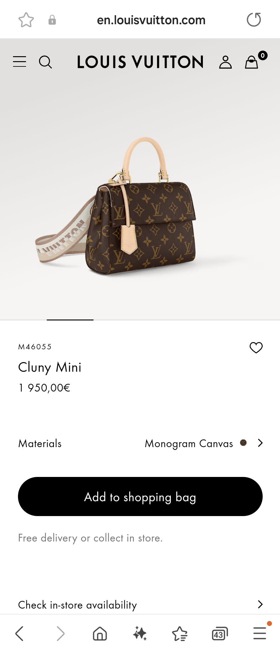 Louis Vuitton M46055 Cluny Mini