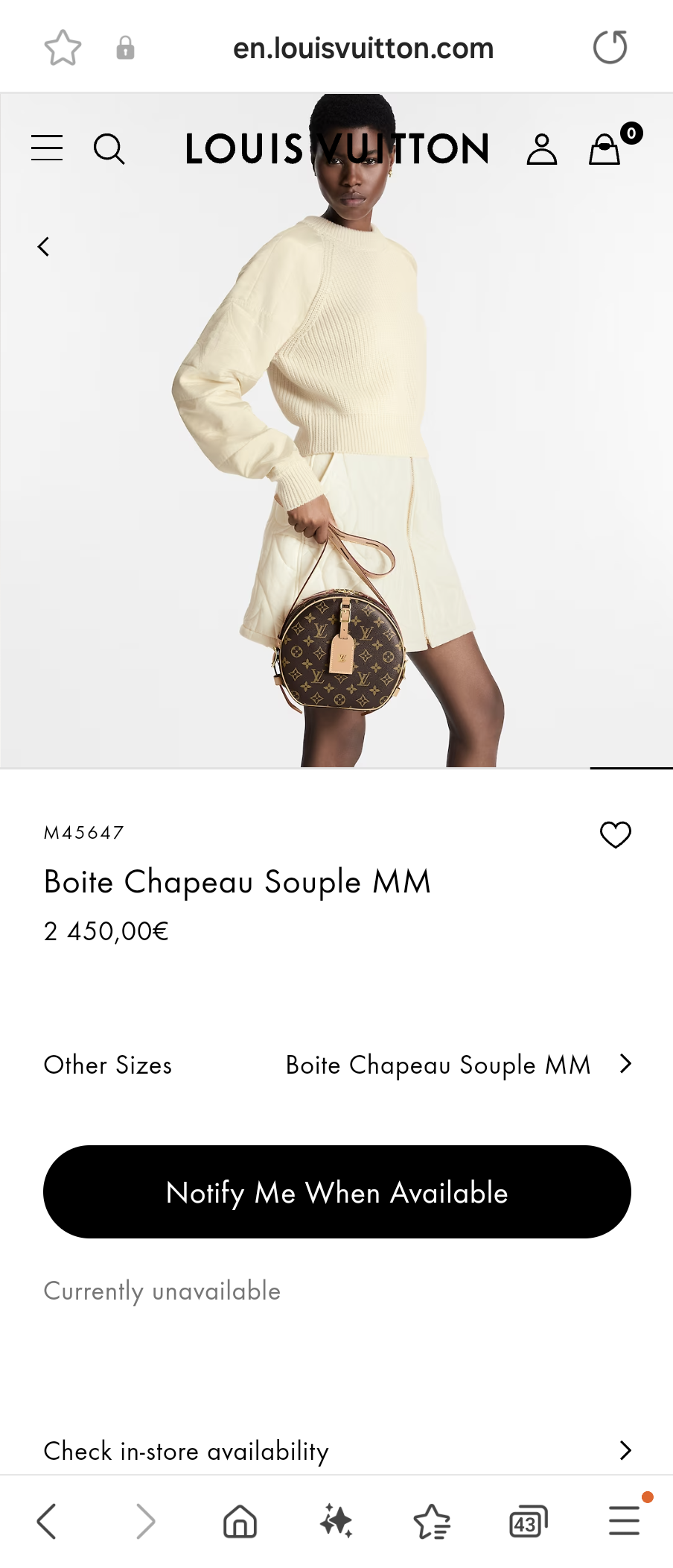 Louis Vuitton M45647 Boite Chapeau Souple MM