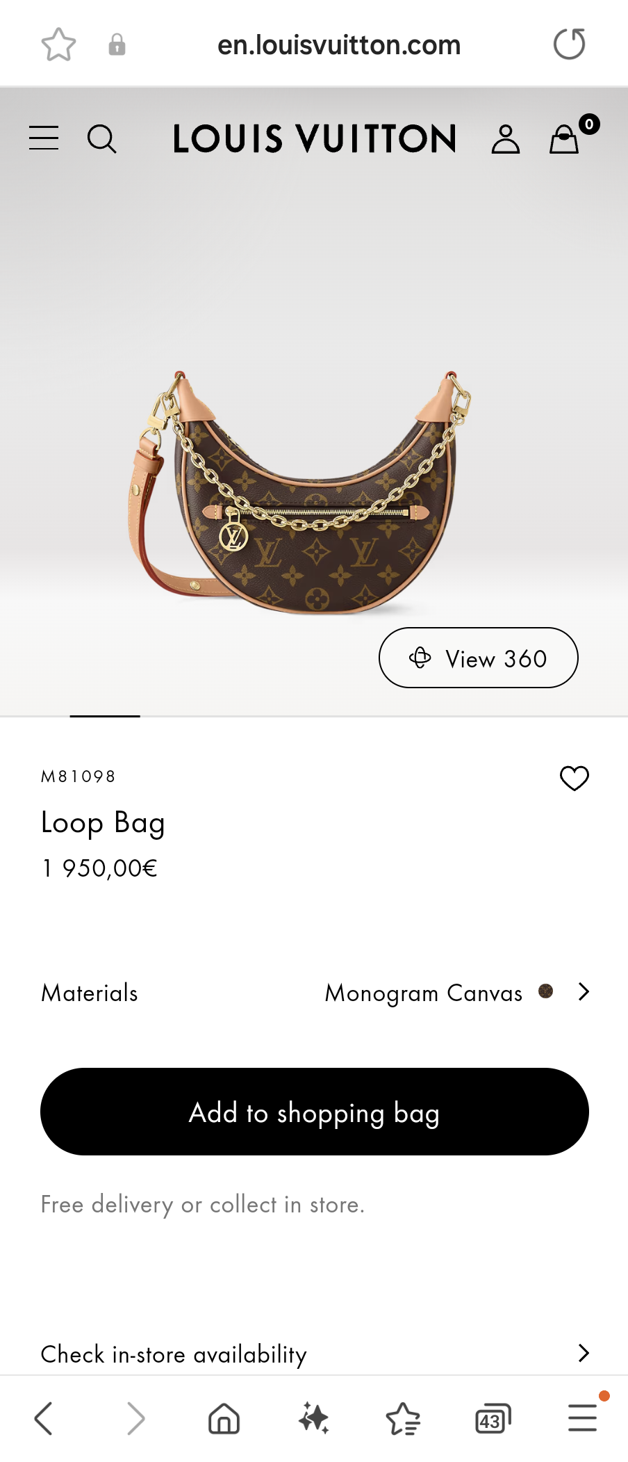 Louis Vuitton M81098 Loop Bag