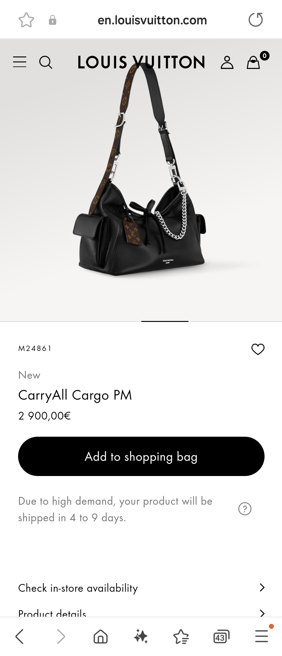 Louis Vuitton M24861 New CarryAll Cargo PM