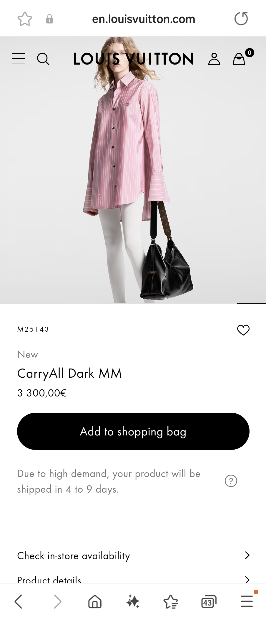 Louis Vuitton M25143 New CarryAll Dark MM