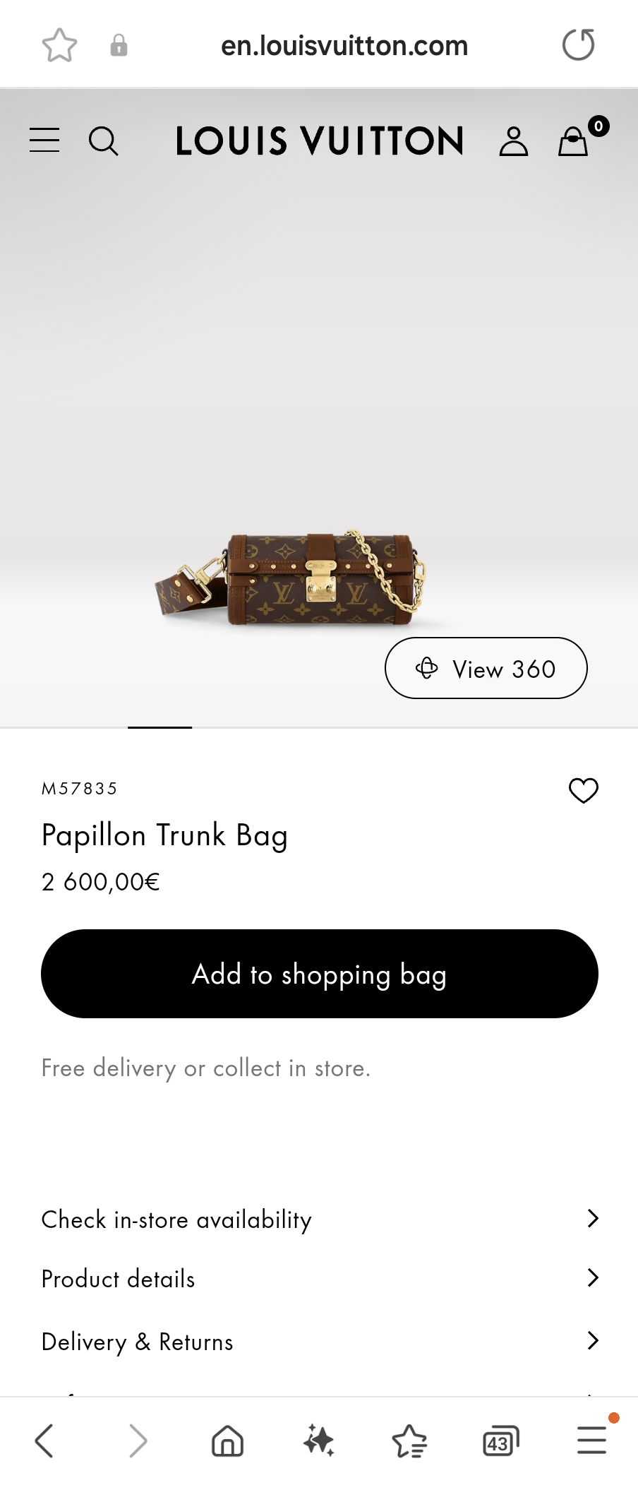 Louis Vuitton M57835 Papillon Trunk Bag