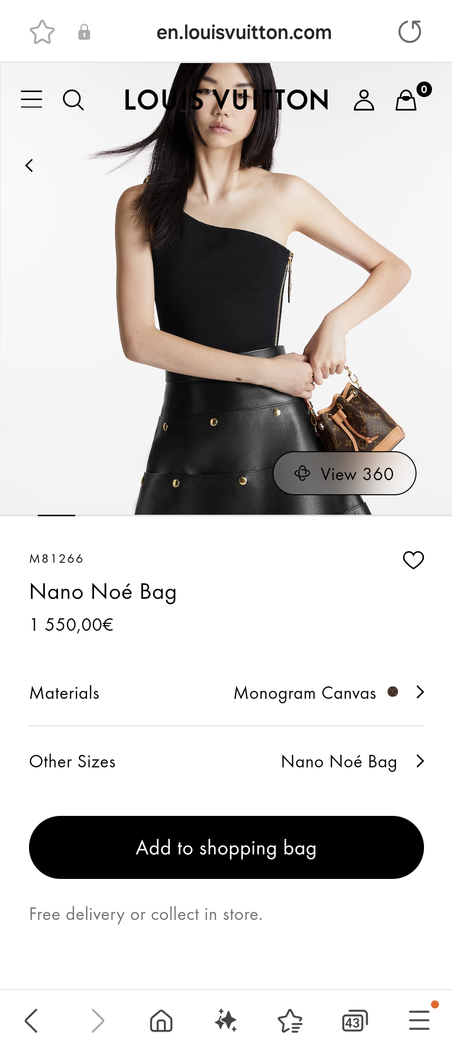 Louis Vuitton M81266Nano Noé Bag