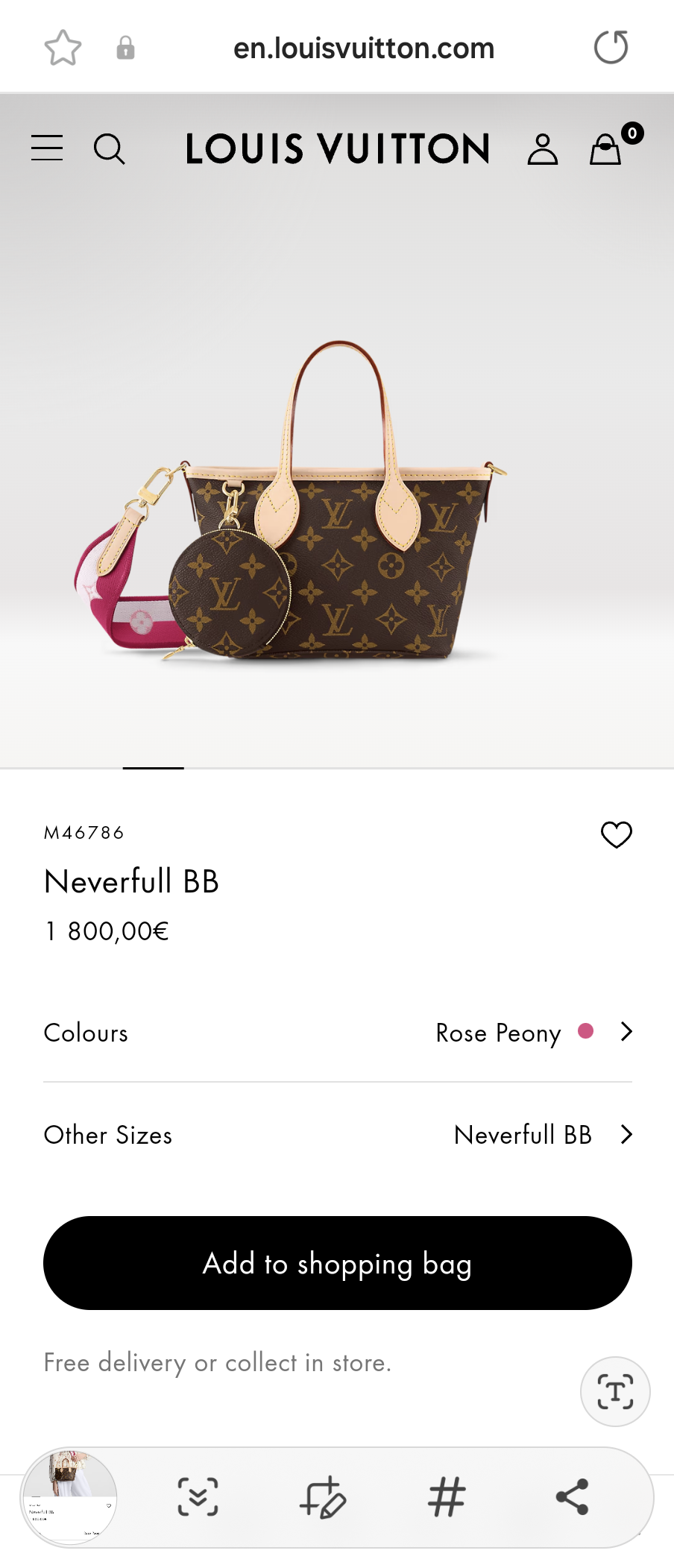 Louis Vuitton M46786Neverfull BB