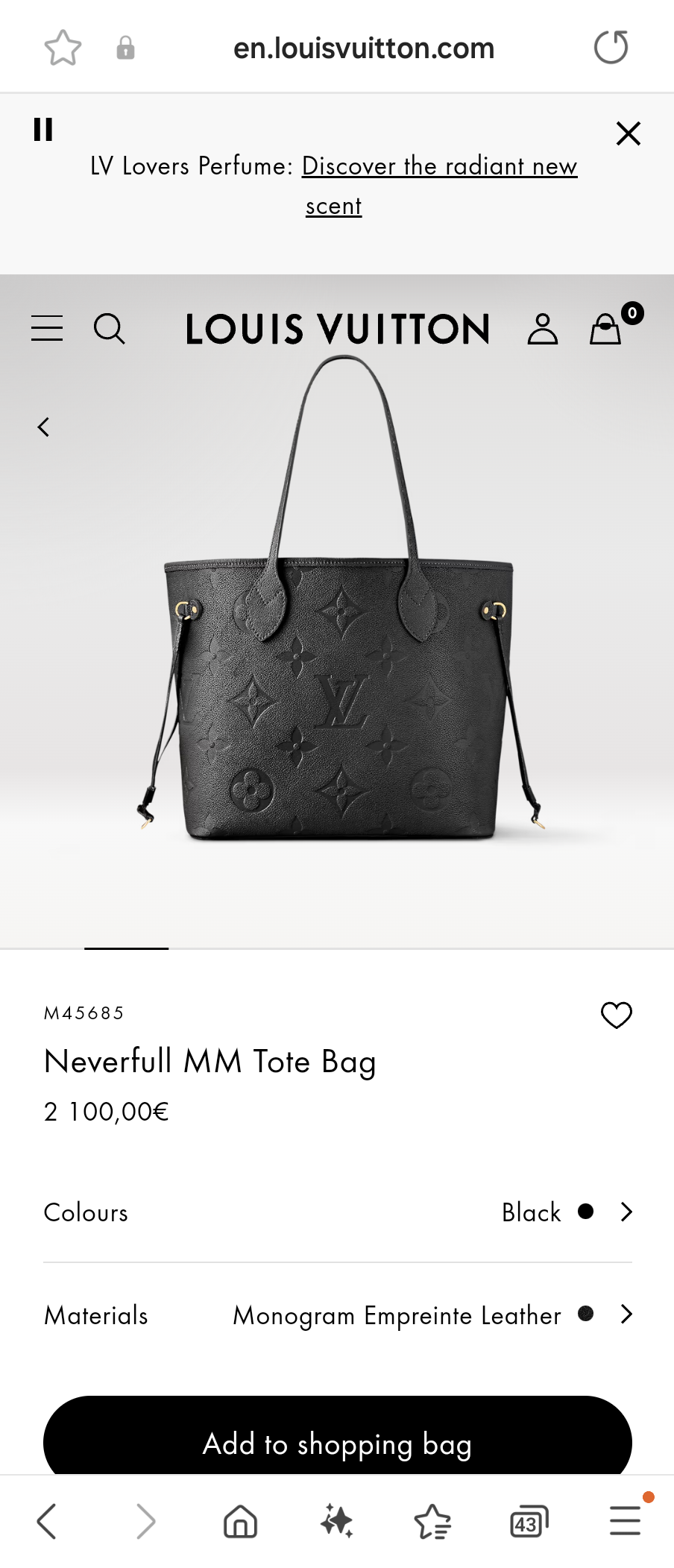 Louis Vuitton M45685Neverfull MM Tote Bag