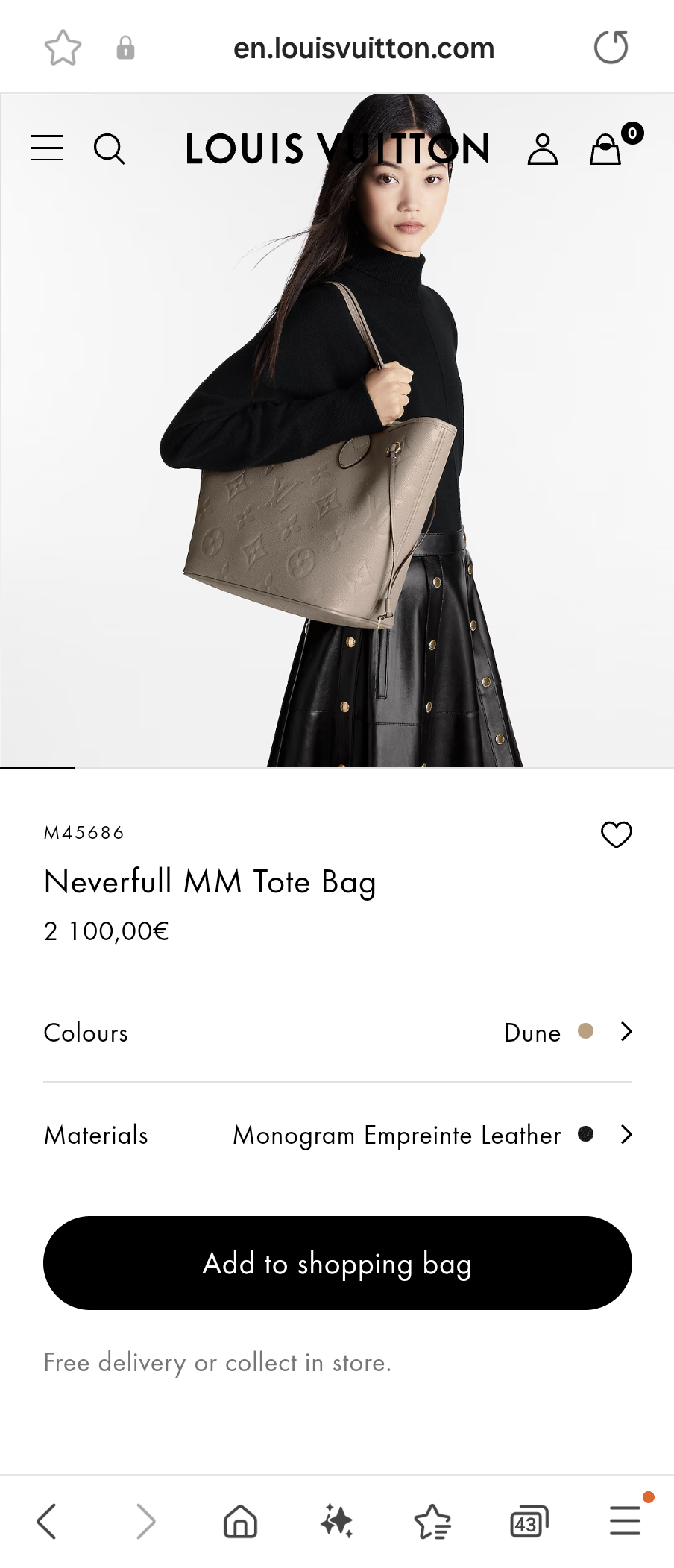 Louis Vuitton M45686 Neverfull MM Tote Bag