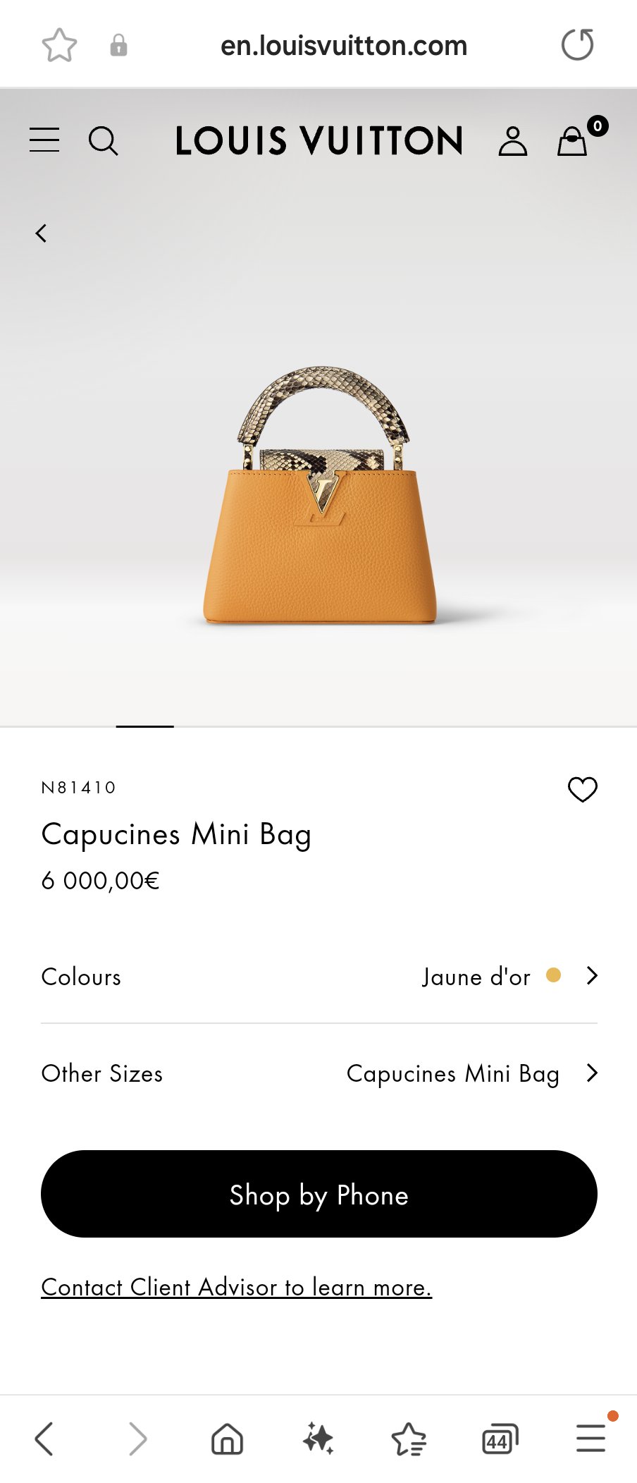 LOUIS VUITTON N81410 Capucines Mini Bag