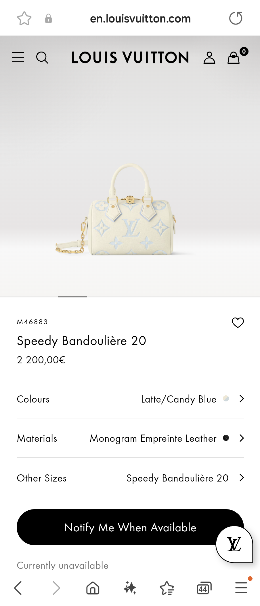 Louis Vuitton M46883 Speedy Bandoulière 20