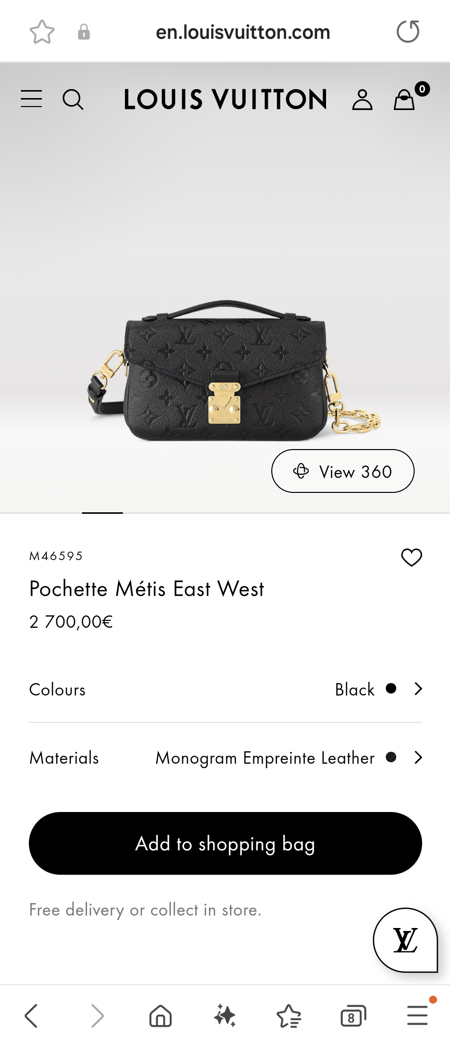 Louis Vuitton M46595 Pochette Métis East West