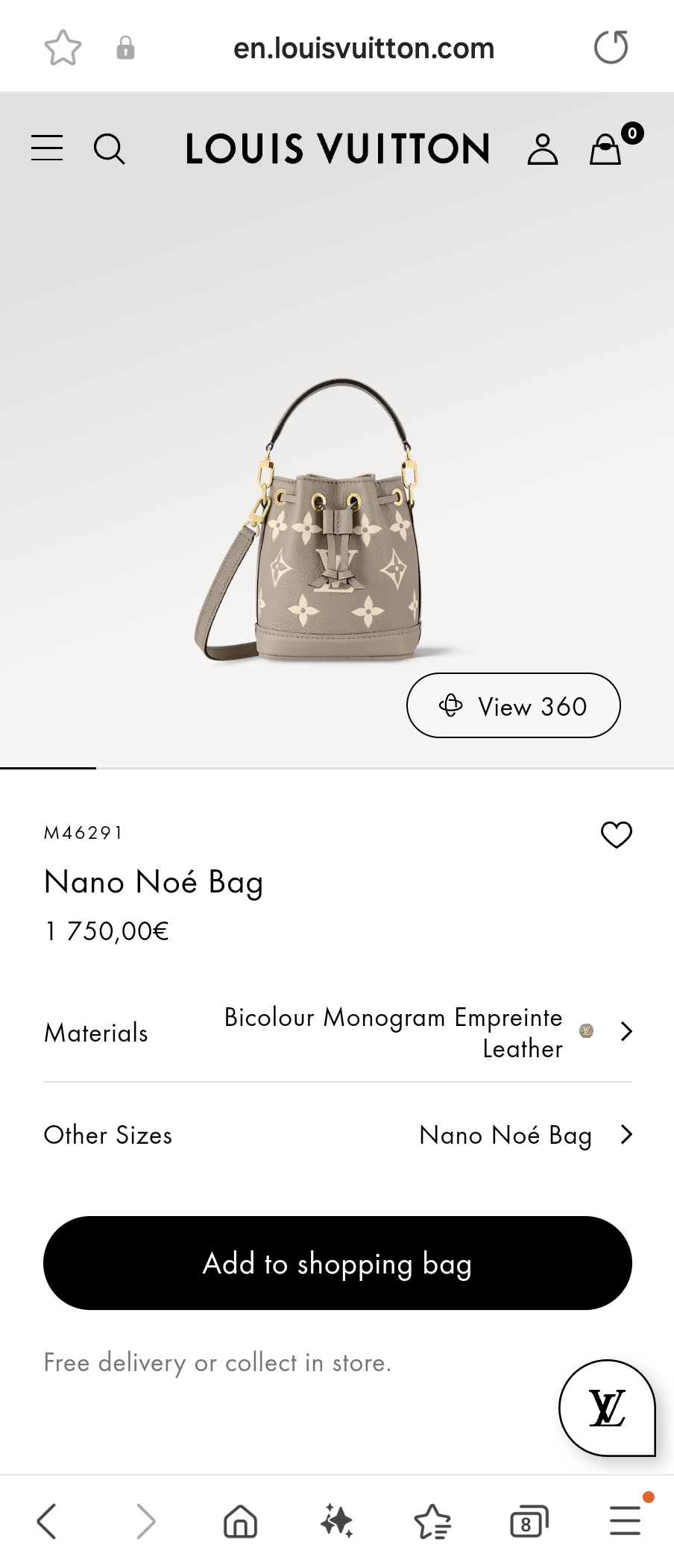 Louis Vuitton M46291 Nano Noé Bag