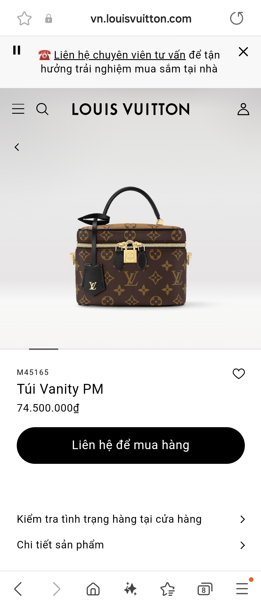 Louis Vuitton M45165 Túi Vanity PM