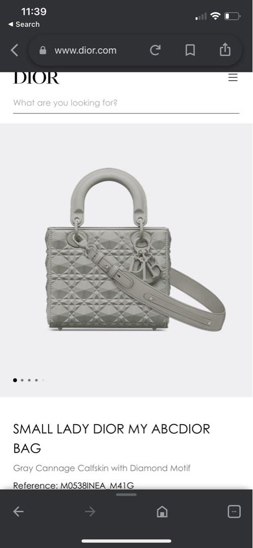 Dior SMALL LADY DIOR MY ABCDIOR BAG Gray Cannage Calfskin with Diamond Motif MO538INEA