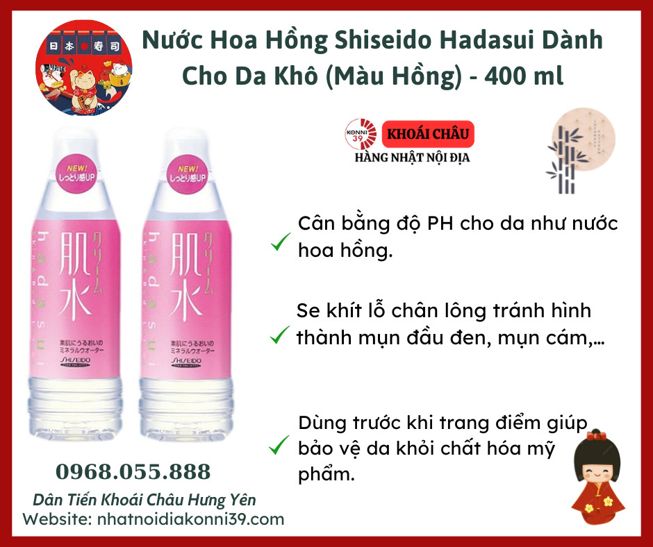 Nước hoa hồng Hadasui 400ml