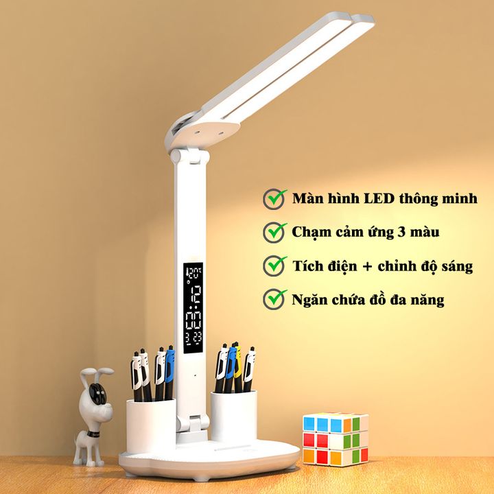 Đèn Bàn Học 3 Chế Độ Có Đồng Hồ Thích Hợp Cho Bé Học Chống Cận Thị