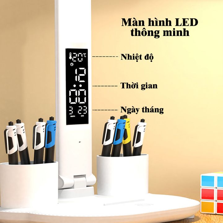 Đèn Bàn Học 3 Chế Độ Có Đồng Hồ Thích Hợp Cho Bé Học Chống Cận Thị