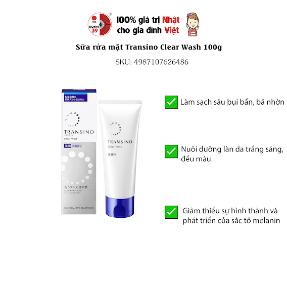 Sữa rửa mặt Transino Clear Wash mẫu mới