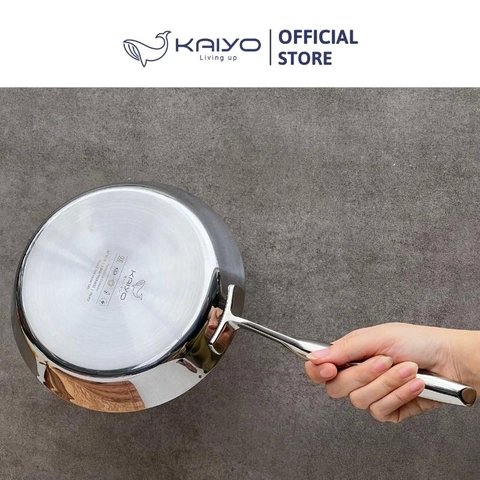 Chảo inox chống dính hoa văn nổi Tri-Ply đáy liền Kaiyo, size 26cm