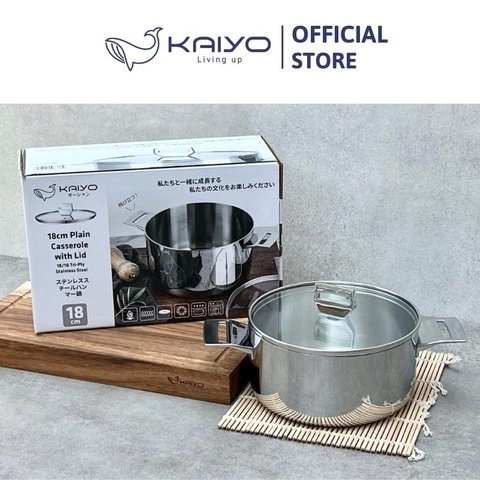Nồi đúc inox 3 lớp đáy liền Try-Ply Kaiyo size 18cm