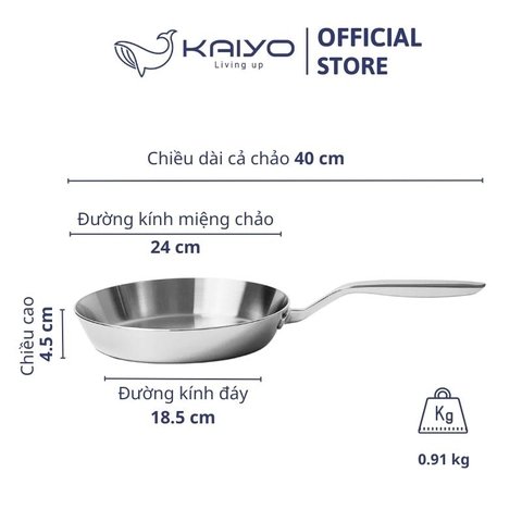 Chảo đúc inox free oil Try-Ply Kaiyo size 24cm