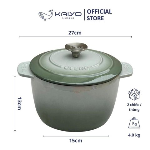 Nồi gang thành cao Oceno 20cm màu xanh đậm (navy)