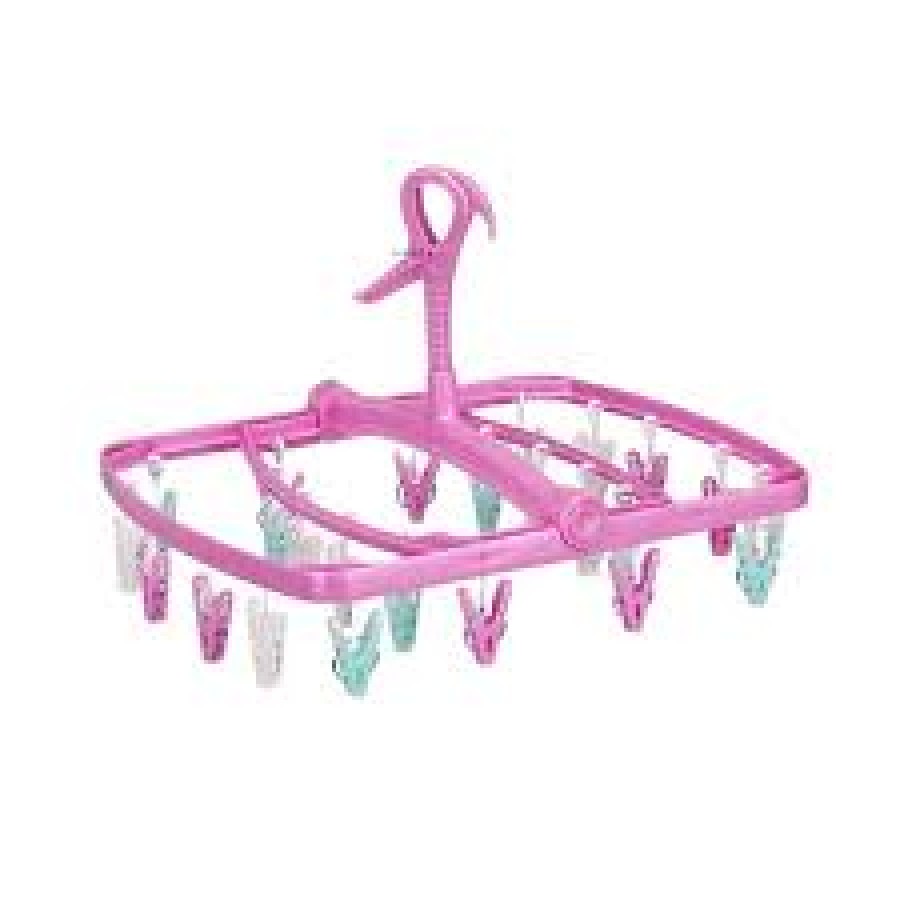 Khung phơi 24 kẹp xoay 360 độ màu hồng (mã mới)