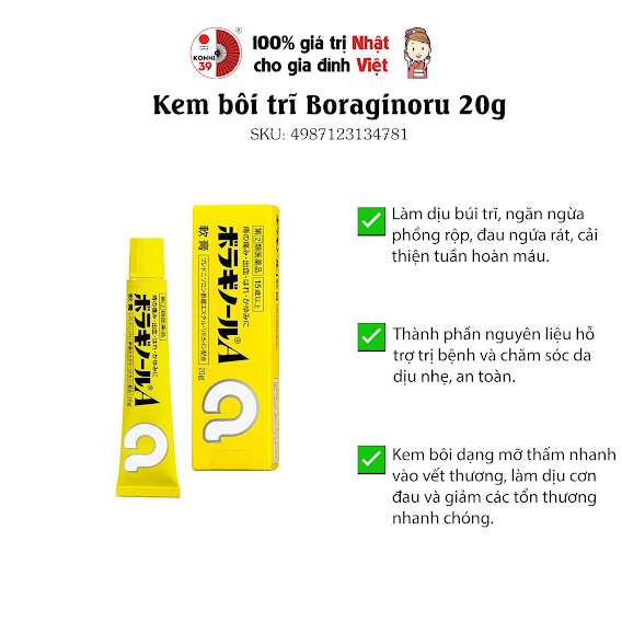 Kem bôi trĩ Boraginoru 20g