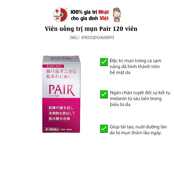 Viên uống trị mụn Pair 120 viên