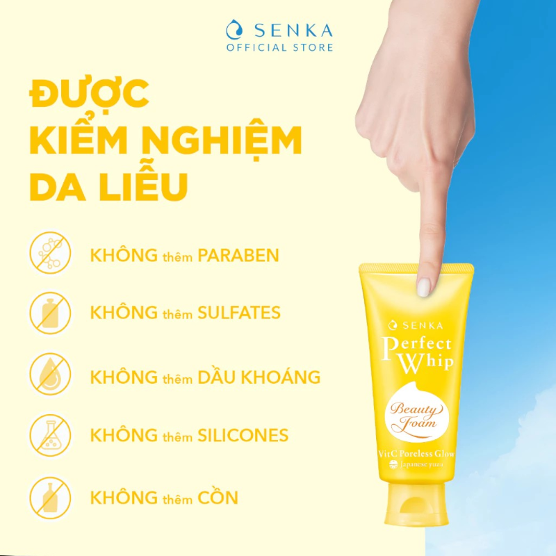 Sữa Rửa Mặt Senka Perfect Whip Vitamin C Poreless Glow 100g