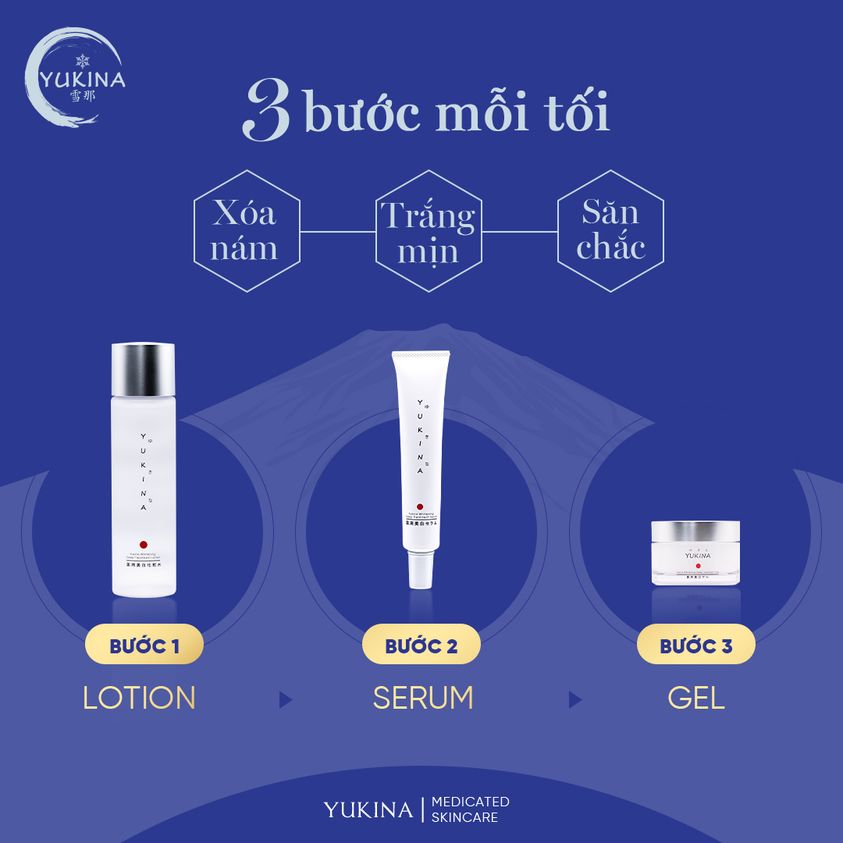 Sét trị nám, trắng da chuyên sâu Yukina (Lotion, Serum, kem dưỡng)