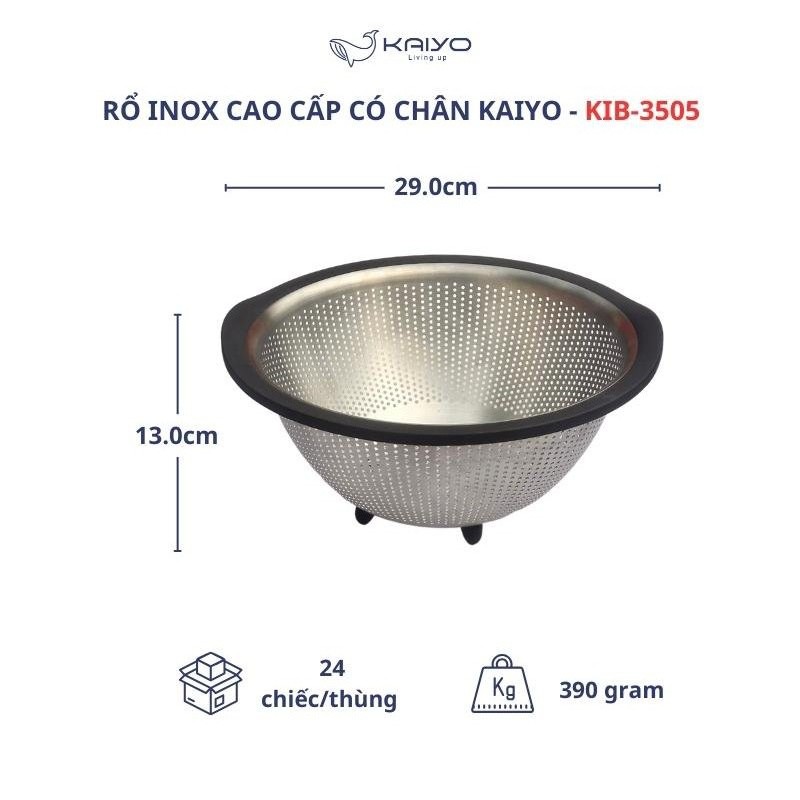 Rổ inox cao cấp có chân đế Kaiyo, size 29cm