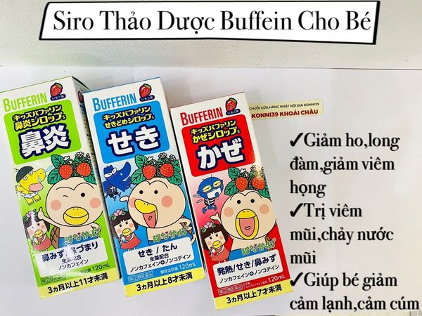 Siro Bufferin Đỏ cho bé cảm cúm, ho, sổ mũi cảm lạnh ( VỊ DÂU )