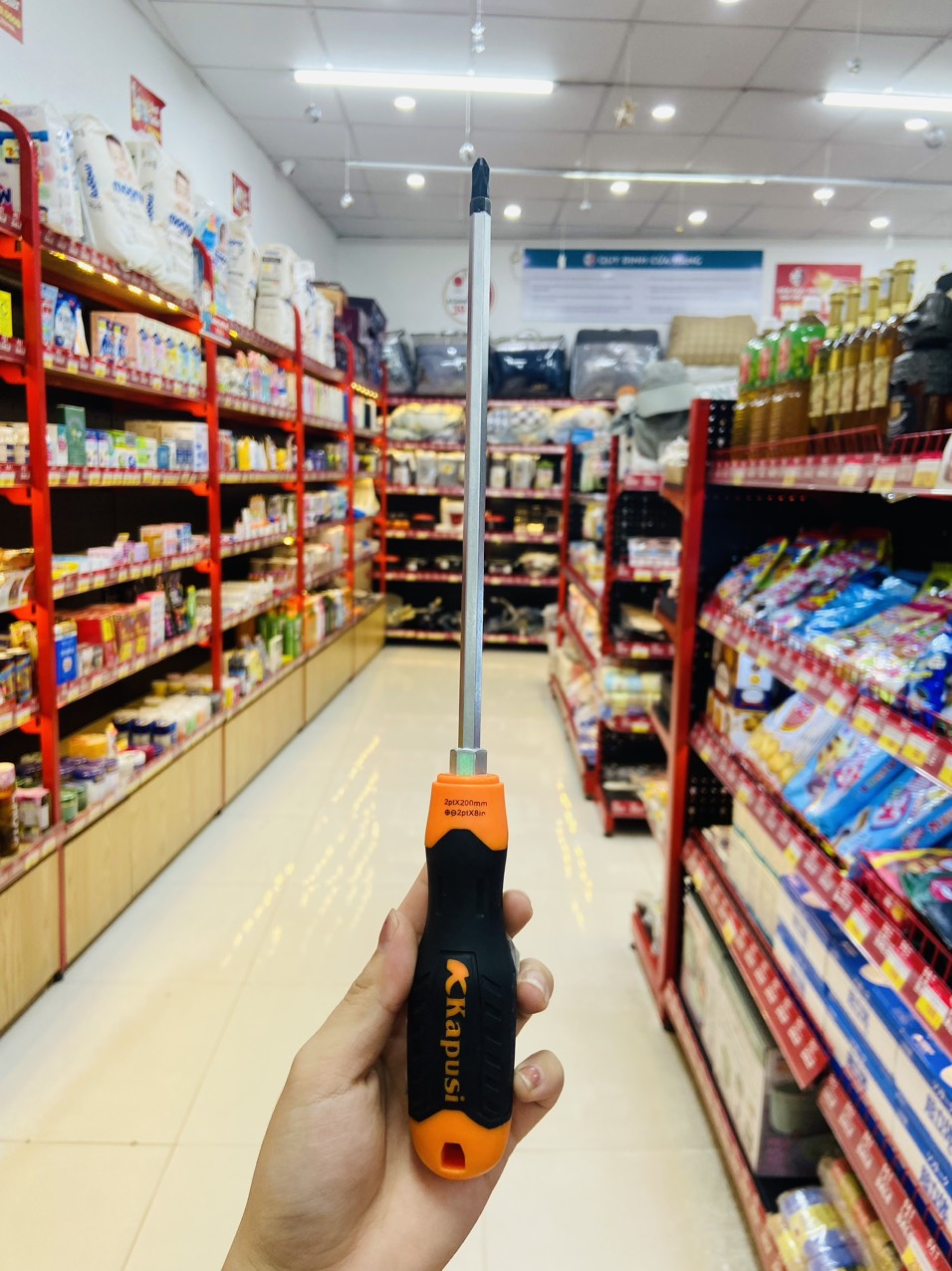 Tua vít 2 ĐẦU 6 dài 200mm_Kapusi cán cam ĐEN_20C/H