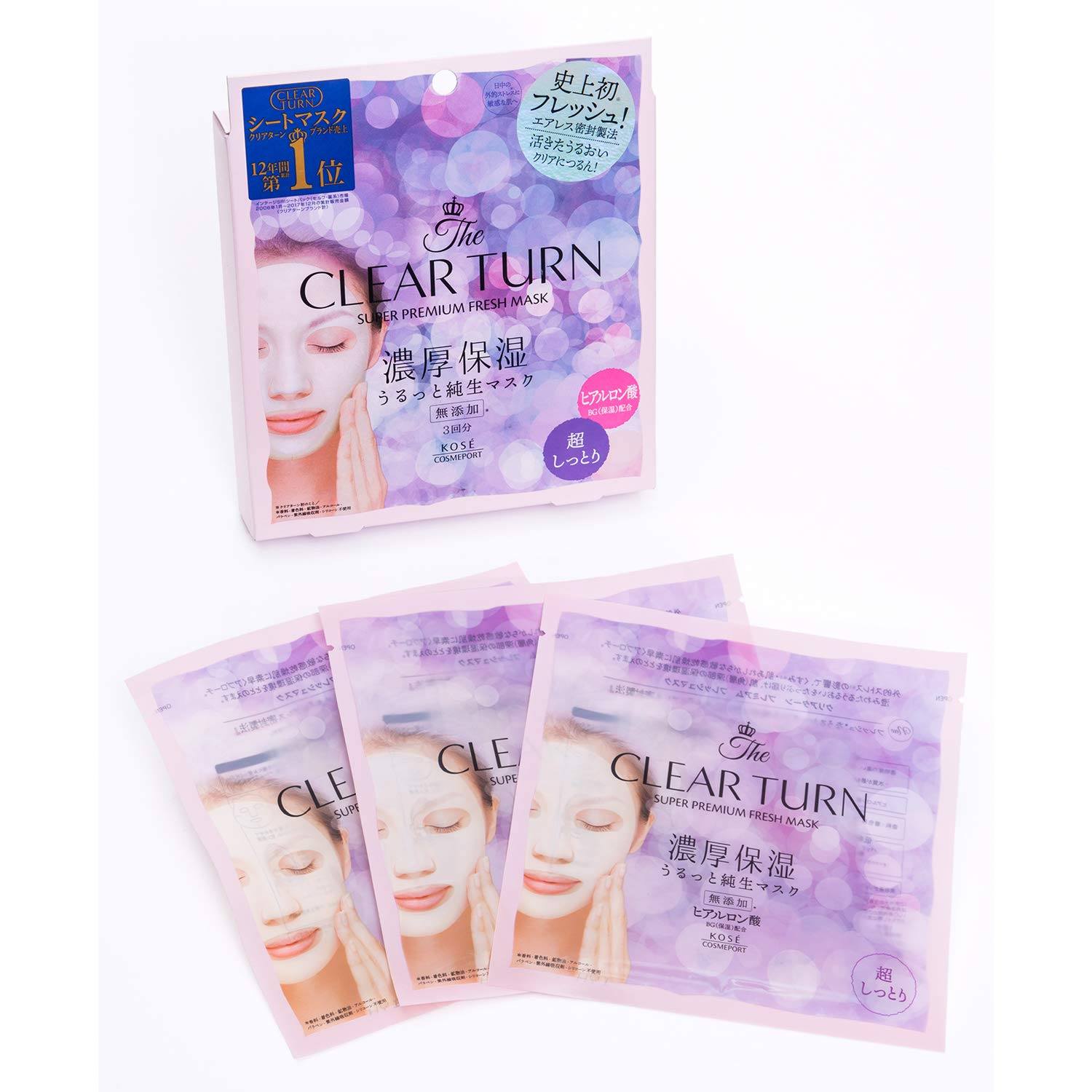 Mặt nạ tươi Kose Clear Turn Super Premium Fresh Mask 3 miếng