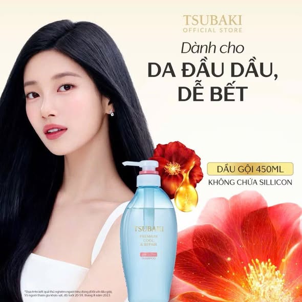 Set Gội Xả Tsubaki Cool & Repair Phục Hồi - Mát Lạnh 450ML