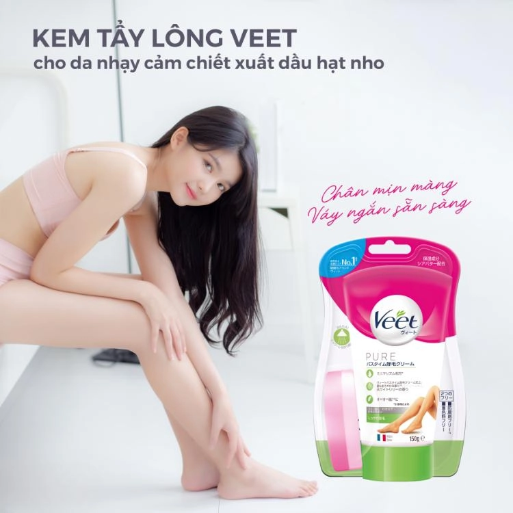 Kem Tẩy Lông Veet Pure - Chiết Xuất Bơ Hạt Mỡ 150Gr